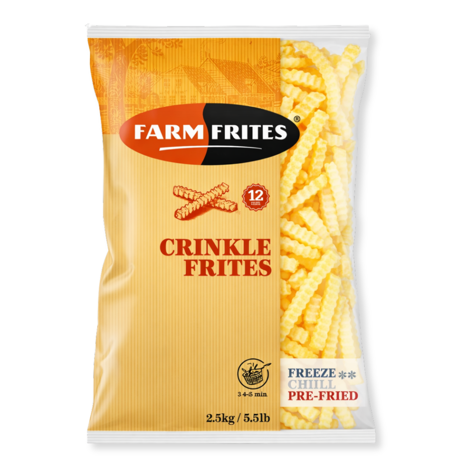 Papas Prefritas Corte Crinkle 12 mm 2.5 kg - Farm Frites