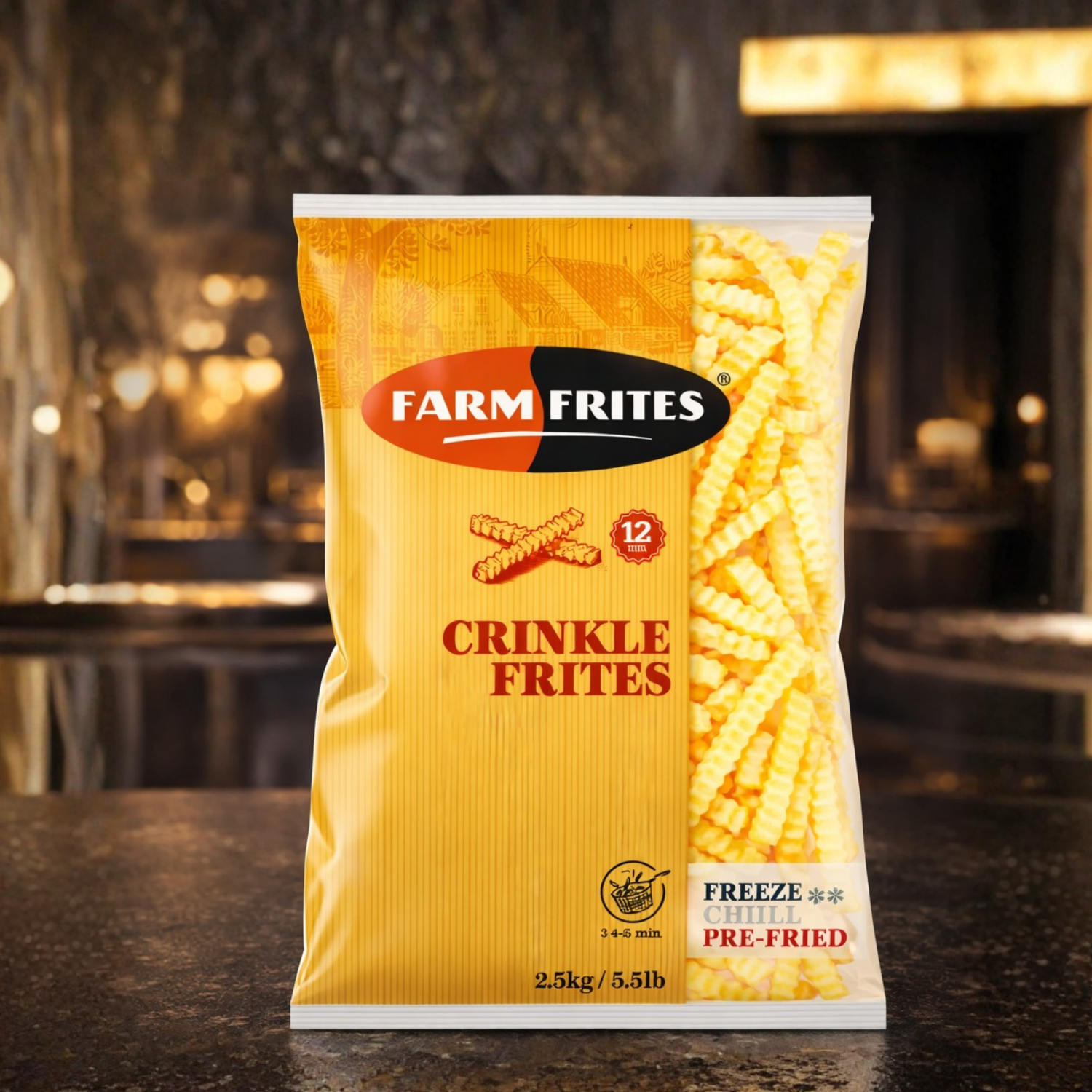Papas Prefritas Corte Crinkle 12 mm 2.5 kg - Farm Frites