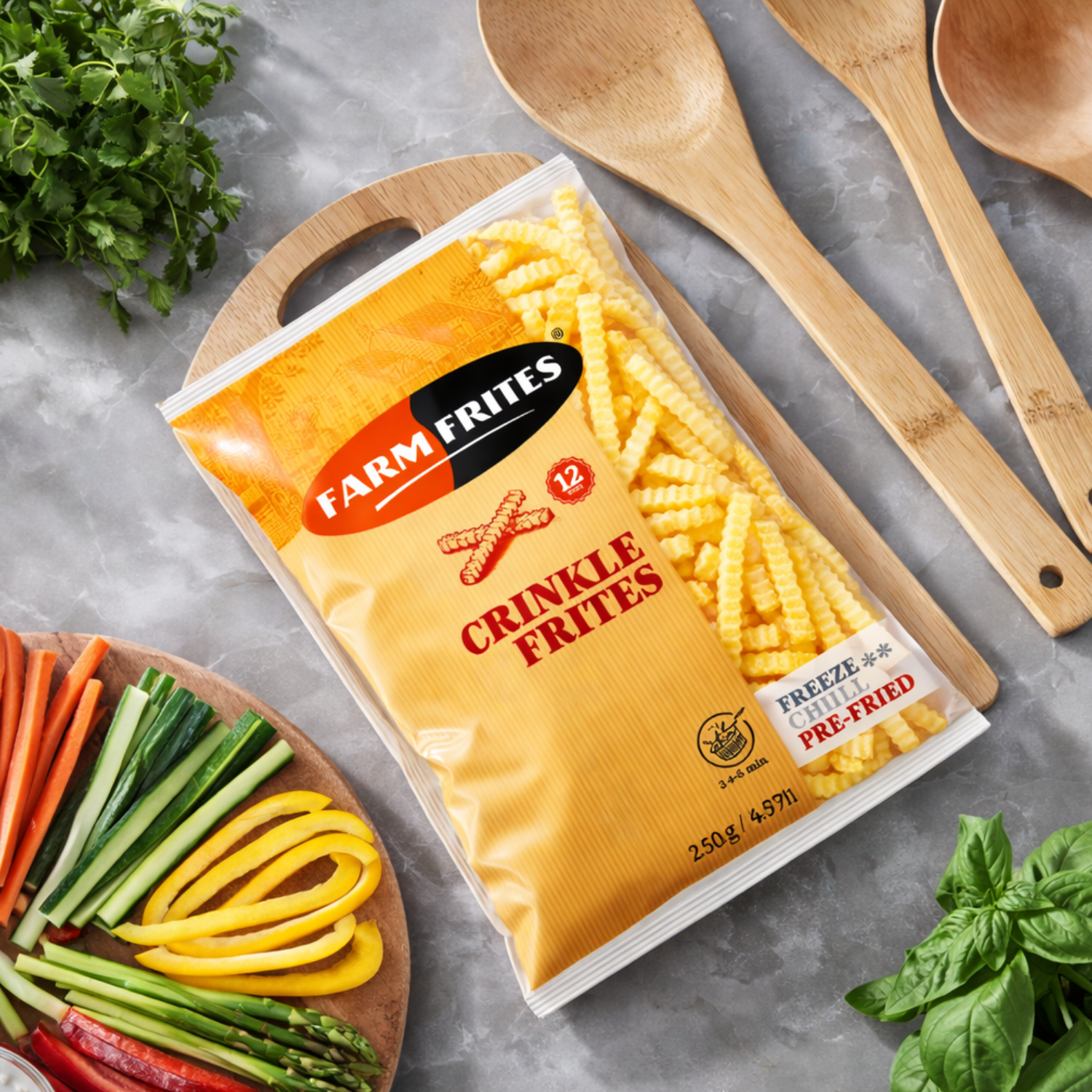 Papas Prefritas Corte Crinkle 12 mm 2.5 kg - Farm Frites