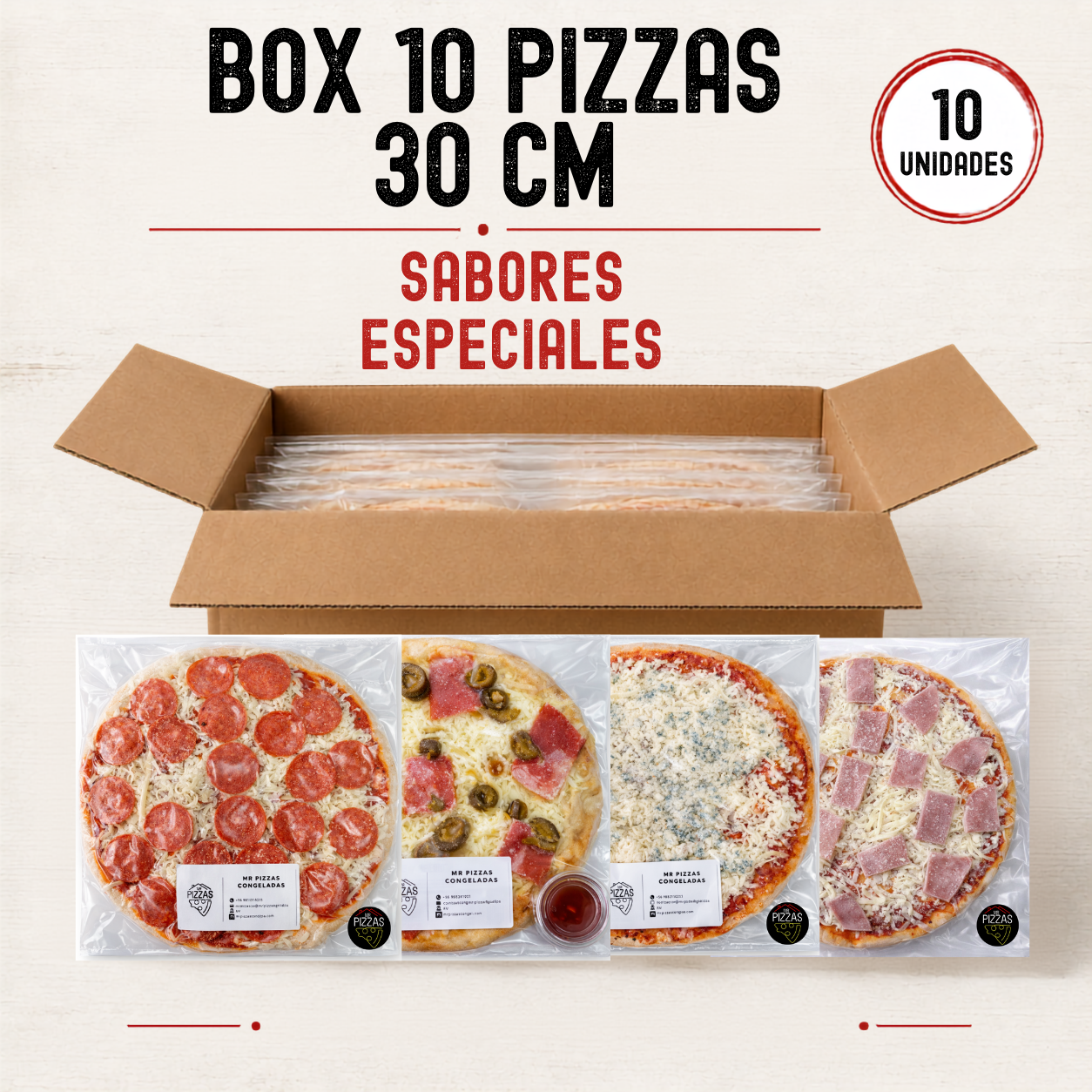 Pack 10 Pizzas Congeladas 30 cm
